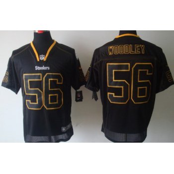 Nike Pittsburgh Steelers #56 LaMarr Woodley Lights Out Black Elite Jersey