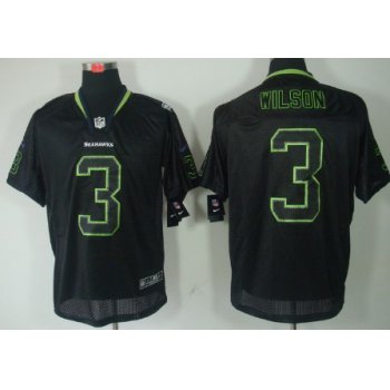 Nike Seattle Seahawks #3 Russell Wilson Lights Out Black Elite Jersey