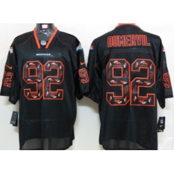 Nike Denver Broncos #92 Elvis Dumervil Lights Out Black Ornamented Elite Jersey