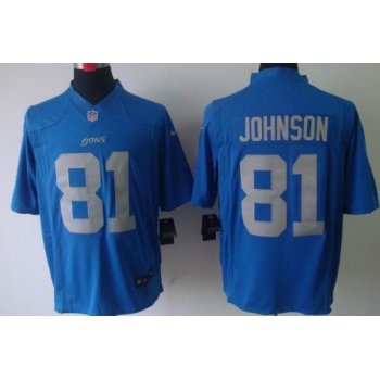 Nike Detroit Lions #81 Calvin Johnson Navy Blue Limited Jersey