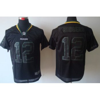 Nike Green Bay Packers #12 Aaron Rodgers Lights Out Black Elite Jersey