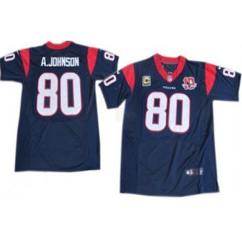 Nike Houston Texans #80 Andre Johnson Blue Elite C Patch Jersey