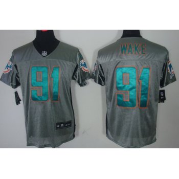 Nike Miami Dolphins #91 Cameron Wake Gray Shadow Elite Jersey