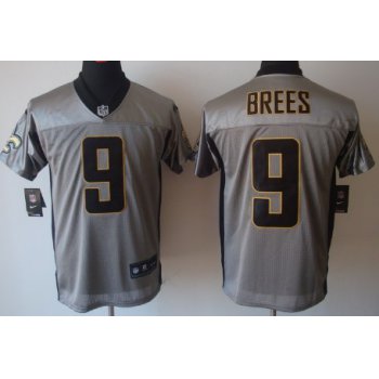 Nike New Orleans Saints #9 Drew Brees Gray Shadow Elite Jersey