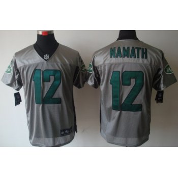 Nike New York Jets #12 Joe Namath Gray Shadow Elite Jersey