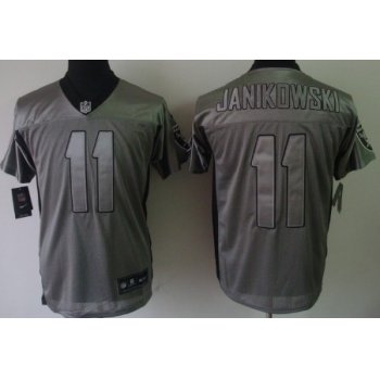 Nike Oakland Raiders #11 Sebastian Janikowski Gray Shadow Elite Jersey