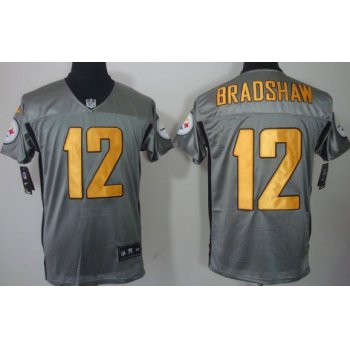 Nike Pittsburgh Steelers #12 Terry Bradshaw Gray Shadow Elite Jersey