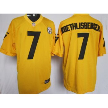 Nike Pittsburgh Steelers #7 Ben Roethlisberger Yellow Game Jersey