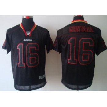 Nike San Francisco 49ers #16 Joe Montana Lights Out Black Elite Jersey