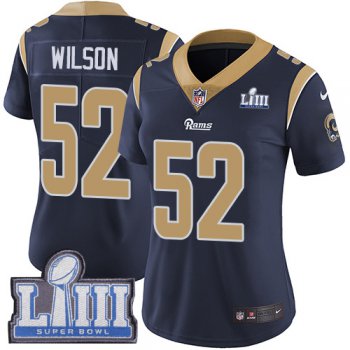 #52 Limited Ramik Wilson Navy Blue Nike NFL Home Women's Jersey Los Angeles Rams Vapor Untouchable Super Bowl LIII Bound