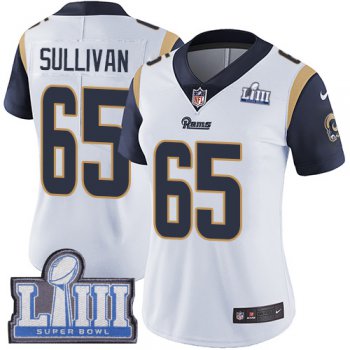 #65 Limited John Sullivan White Nike NFL Road Women's Jersey Los Angeles Rams Vapor Untouchable Super Bowl LIII Bound