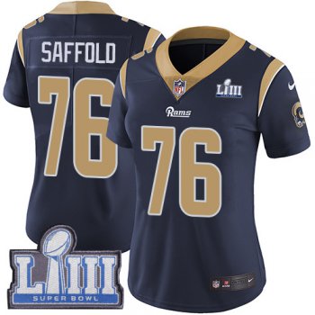 #76 Limited Rodger Saffold Navy Blue Nike NFL Home Women's Jersey Los Angeles Rams Vapor Untouchable Super Bowl LIII Bound