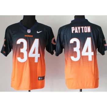 Nike Chicago Bears #34 Walter Payton Blue/Orange Fadeaway Elite Jersey