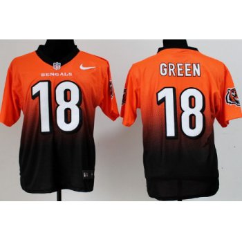 Nike Cincinnati Bengals #18 A.J. Green Orange/Black Fadeaway Elite Jersey