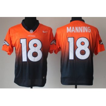 Nike Denver Broncos #18 Peyton Manning Orange/Blue Fadeaway Elite Jersey