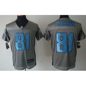 Nike Detroit Lions #81 Calvin Johnson Gray Shadow Elite Jersey