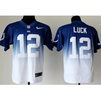 Nike Indianapolis Colts #12 Andrew Luck Blue/White Fadeaway Elite Jersey