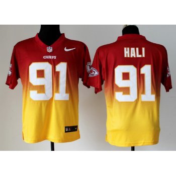 Nike Kansas City Chiefs #91 Tamba Hali Red/Yellow Fadeaway Elite Jersey