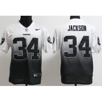 Nike Oakland Raiders #34 Bo Jackson White/Black Fadeaway Elite Jersey