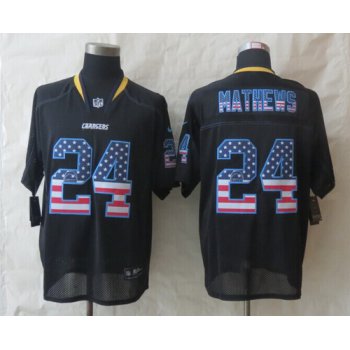 Nike San Diego Chargers #24 Ryan Mathews 2014 USA Flag Fashion Black Elite Jersey