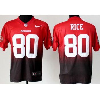 Nike San Francisco 49ers #80 Jerry Rice Red/Black Fadeaway Elite Jersey