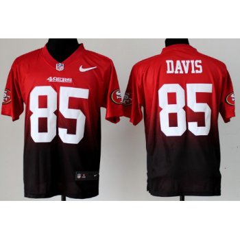 Nike San Francisco 49ers #85 Vernon Davis Red/Black Fadeaway Elite Jersey