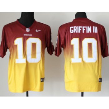 Nike Washington Redskins #10 Robert Griffin III Red/Gold Fadeaway Elite Jersey