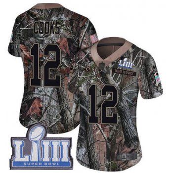 #12 Limited Brandin Cooks Camo Nike NFL Women's Jersey Los Angeles Rams Rush Realtree Super Bowl LIII Bound