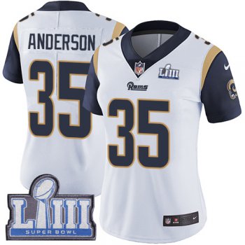 #35 Limited C.J. Anderson White Nike NFL Road Women's Jersey Los Angeles Rams Vapor Untouchable Super Bowl LIII Bound