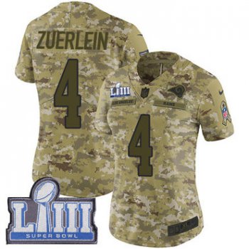 #4 Limited Greg Zuerlein Camo Nike NFL Women's Jersey Los Angeles Rams 2018 Salute to Service Super Bowl LIII Bound