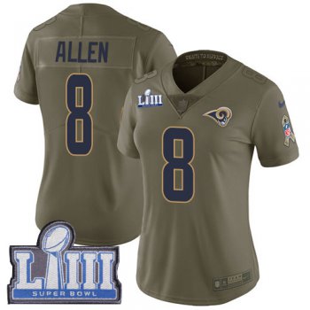 #8 Limited Brandon Allen Olive Nike NFL Women's Jersey Los Angeles Rams 2017 Salute to Service Super Bowl LIII Bound