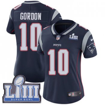 Women's New England Patriots #10 Josh Gordon Navy Blue Nike NFL Home Vapor Untouchable Super Bowl LIII Bound Limited Jersey