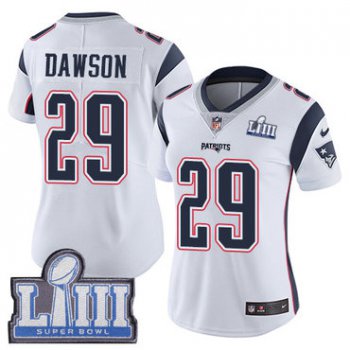 Women's New England Patriots #29 Duke Dawson White Nike NFL Road Vapor Untouchable Super Bowl LIII Bound Limited Jersey