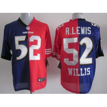 Nike #52 Ray Lewis4 Patrick Willis Purple/Red Two Tone Elite Jersey