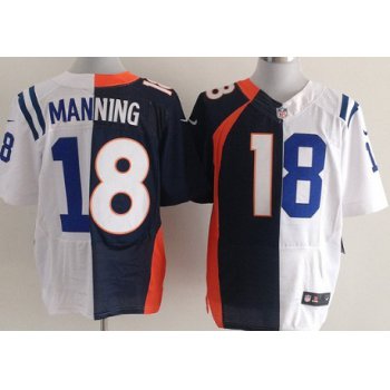 Nike Indianapolis Colts&Denver Broncos #18 Peyton Manning Blue/White Two Tone Elite Jersey