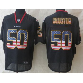 Nike Kansas City Chiefs #50 Justin Houston 2014 USA Flag Fashion Black Elite Jersey