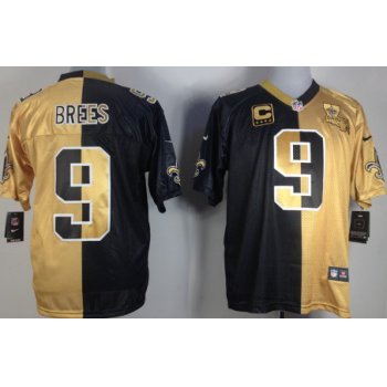 Nike New Orleans Saints #9 Drew Brees Black/Gold Two Tone Elite Jersey