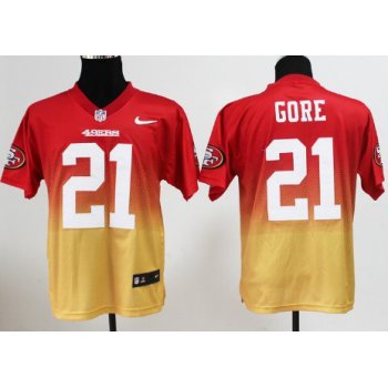 Nike San Francisco 49ers #21 Frank Gore Red/Gold Fadeaway Elite Jersey