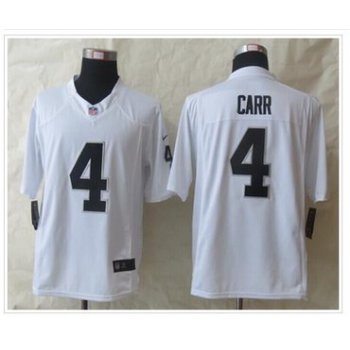 Men's Oakland Raiders #4 Derek Carr White Road Stitched NFL Nike Game Jersey