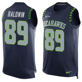 Men's Seattle Seahawks #89 Doug Baldwin Navy Blue Hot Pressing Player Name & Number Nike NFL Tank Top Jersey