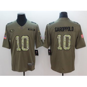 Nike 49ers #10 Jimmy Garoppolo Olive Camo Salute To Service Limited Jersey