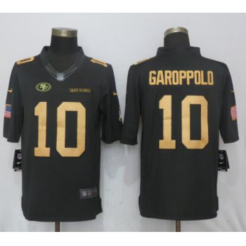 Nike 49ers #10 Jimmy Garoppolp Anthracite Gold Salute To Service Limited Jersey