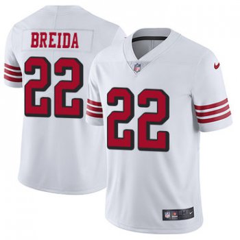 Nike 49ers #22 Matt Breida White Rush Men's Stitched NFL Vapor Untouchable Limited Jersey