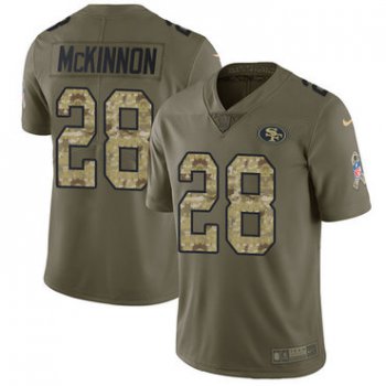 Nike 49ers #28 Jerick McKinnon Olive Camo Men's Stitched NFL Limited 2017 Salute To Service Jersey