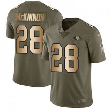 Nike 49ers #28 Jerick McKinnon Olive Gold Men's Stitched NFL Limited 2017 Salute To Service Jersey