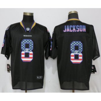 Nike Baltimore Ravens #8 Lamar Jackson Black USA Flag Fashion Elite Jerseys