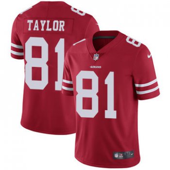 Nike 49ers #81 Trent Taylor Red Team Color Men's Stitched NFL Vapor Untouchable Limited Jersey