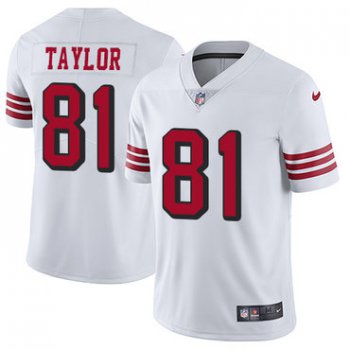 Nike 49ers #81 Trent Taylor White Rush Men's Stitched NFL Vapor Untouchable Limited Jersey