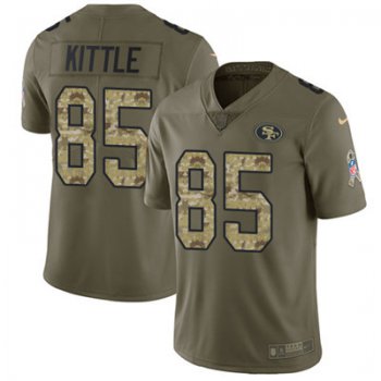 Nike 49ers #85 George Kittle Olive Camo Men's Stitched NFL Limited 2017 Salute To Service Jersey