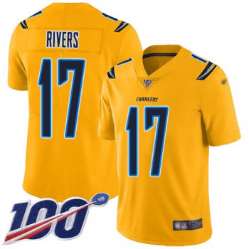 Nike Chargers #17 Philip Rivers Gold Men's Stitched NFL Limited Inverted Legend 100th Season Jersey